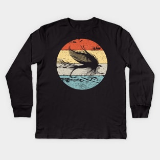 Fly Fishing Vintage Style Fishermen Gift Kids Long Sleeve T-Shirt